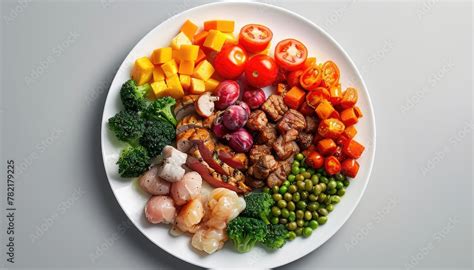 Balanced Macronutrient Plate, Illustrate the concept of a balanced meal ...