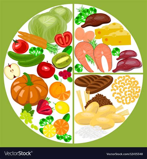 Healthy eating food plate nutrition balance Vector Image