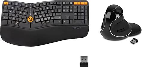 Amazon.com: DELUX Wireless Ergonomic Keyboard Mouse Combo, Full Size ...