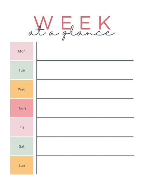 Printable Weekly Family Calendar