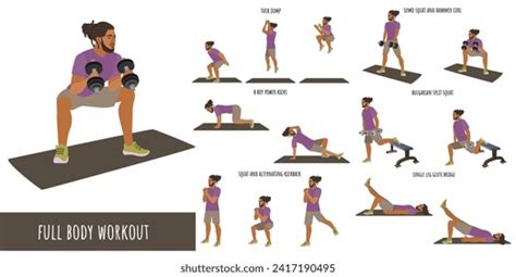 Healthy Man Doing Full Body Workout Stock Vector (Royalty Free ...