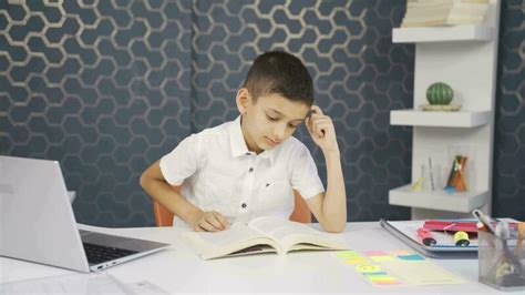 Boy focused on thinking. 33500084 Stock Video at Vecteezy