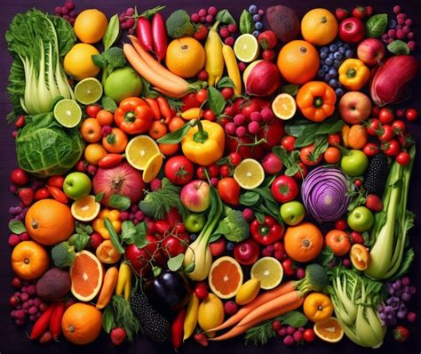 Premium AI Image | An array of colorful fruits and vegetables