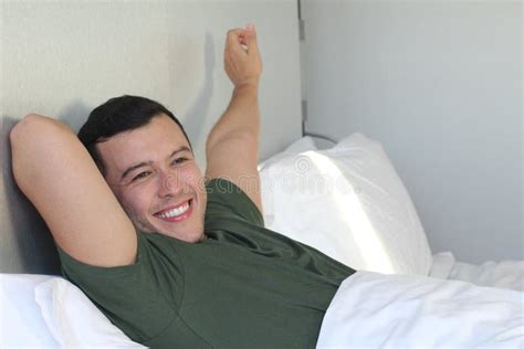 Satisfied Man Waking Up in the Morning Stock Photo - Image of awake, lifestyle: 124953382