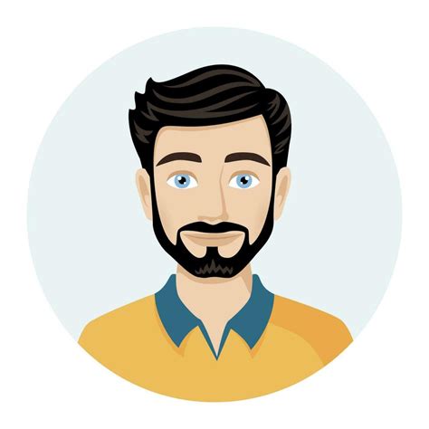 Male avatar, portrait of a young man with a beard. Vector illustration of male character in ...