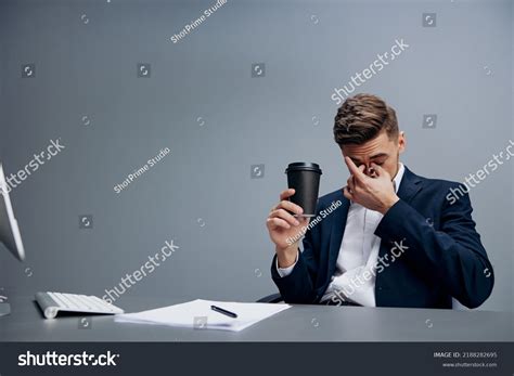 Man Suit Drinking Coffee Tired Work Stock Photo 2188282695 | Shutterstock