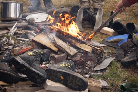 Drying wet hiking shoes near a campfire | Spitsbergen 2012 | Kitty Terwolbeck | Flickr