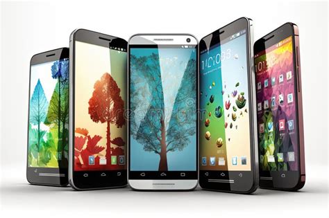 Mobil Choose White Isolated Smartphones Fferent Row Stock Illustration ...