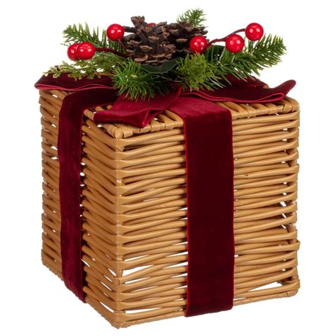 Pre-Lit Woven Parcel with Velvet Bow & Foliage | Christmas | B&M