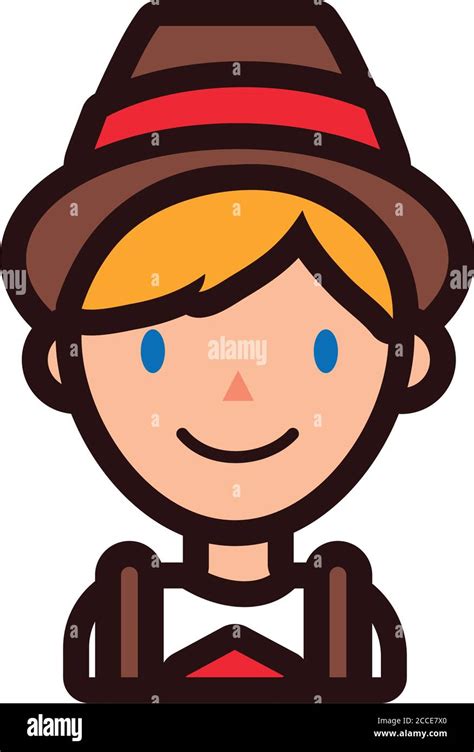 man in traditional oktoberfest costume line and fill style icon vector ...