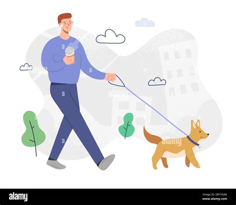Man dog outdoors in Stock Vector Images - Alamy