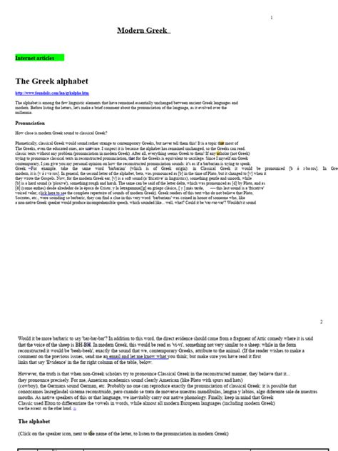 Modern Greek Greek alphabet | PDF | Greek Alphabet | Stress (Linguistics)