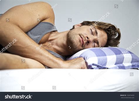 Young Man Sleeping Peacefully In His Own Bed Stock Photo 152674433 ...