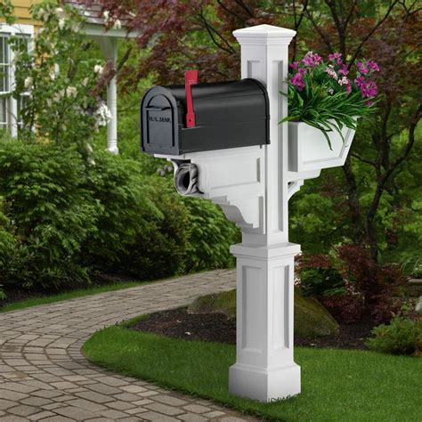 Mayne Signature Plus Plastic Mailbox Post, White-580800000 - The Home Depot