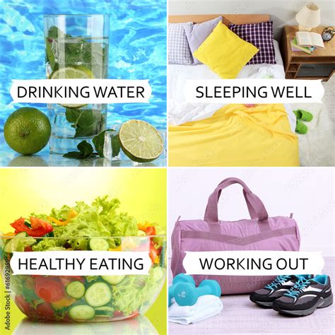 Collage of healthy lifestyle Stock Photo | Adobe Stock