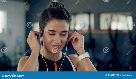 Woman, Gym and Listening To Music for Exercise, Energy and Training for ...