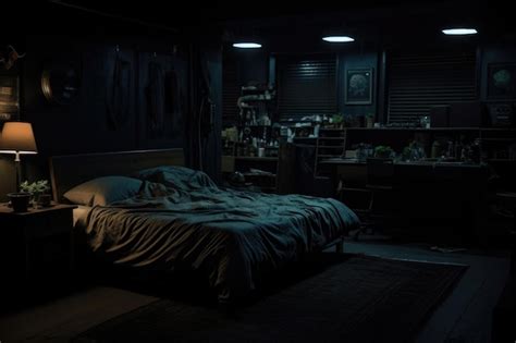 Premium AI Image | An image of a darkened cool bedroom