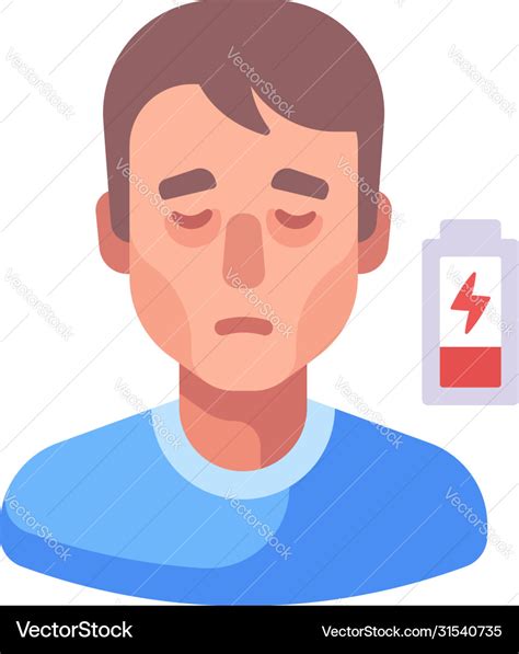 Low energy icon fatigue flat man feeling tired Vector Image