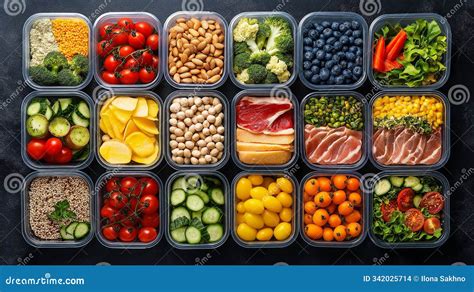 Healthy Meal Prep Containers with Vegetables, Nuts, and Proteins ...