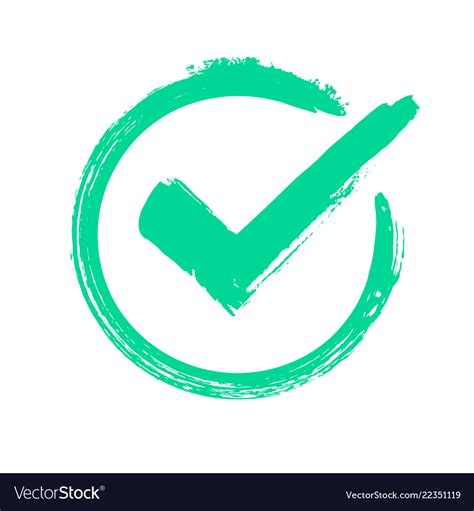 Green grunge check mark correct answer checking Vector Image
