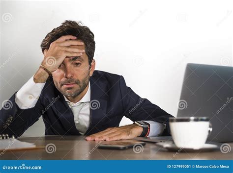Stressed Businessman Feeling Depressed and Overwhelmed Working at ...