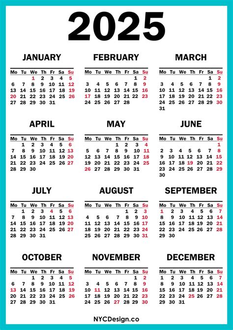 2025 Year Calendar With Holidays Printable Pdf - Arly Marcia