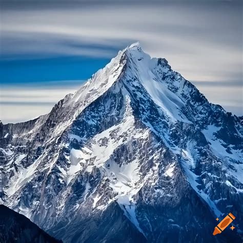 Snow capped mountain peak on Craiyon