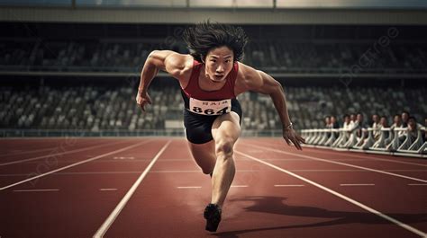 Athlete Running In Track Race Background, Athletic Meetrace, Hd ...