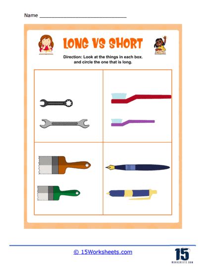 Long vs. Short Worksheets - 15 Worksheets.com