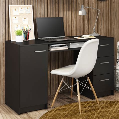 Madesa 53 inch Modern Office Desk with 3 Drawers, Computer Shelves, 1 ...