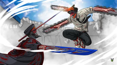 Chainsaw Man Vs Katana Man Drawing