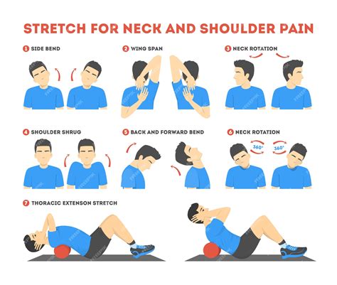 Premium Vector | Neck and shoulder exercise. Stretch to relieve neck pain