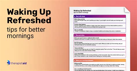 Waking Up Refreshed (Worksheet) | Therapist Aid