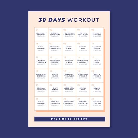 Free Vector | Beautiful workout plan calendar