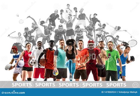Sport Collage about Female Athletes or Players. the Tennis, Running ...