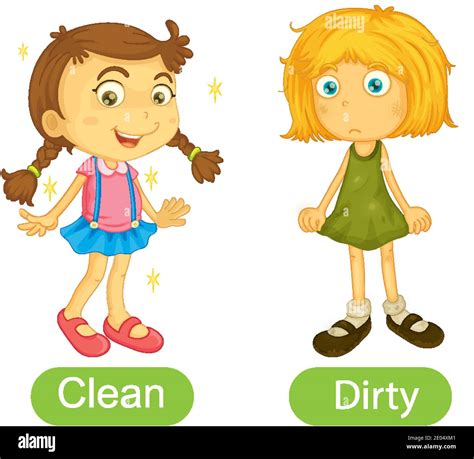 Opposite words with clean and dirty illustration Stock Vector Image &amp; Art - Alamy