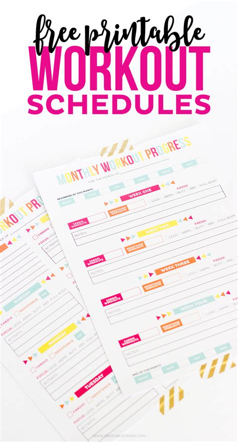 Workout Calendar - FREE Printable Schedule/Progress Sheets