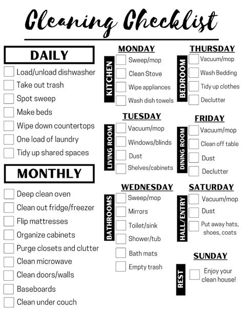 FULLY EDITABLE Daily, Weekly, Monthly Cleaning Checklist CUSTOMIZABLE ...