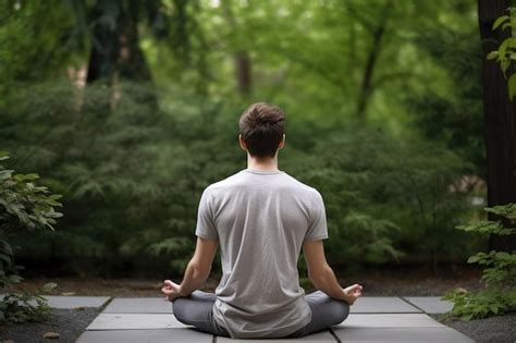 Premium AI Image | Rearview shot of a young man meditating while ...
