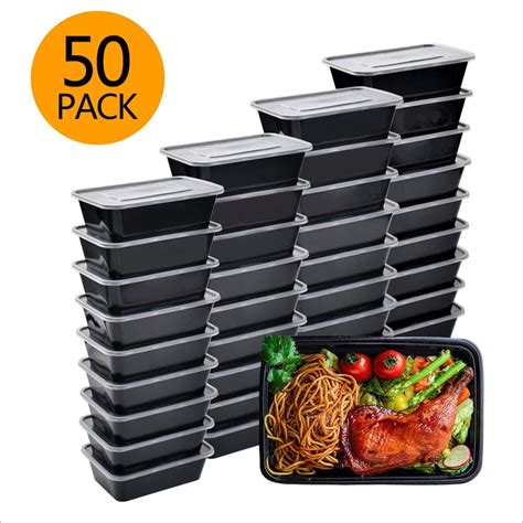 Meal Prep Containers, 50 Pack Bento Boxes Disposable Plastic Bento ...