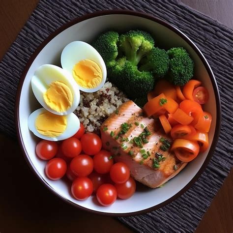 Premium AI Image | Arrange a wellbalanced meal consisting of lean ...