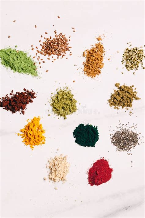 Top View Various Dietary Supplements Scattered on the Table Stock Image ...