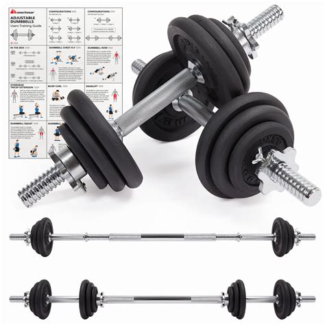 METEOR Essential Cast Iron Dumbbell Barbell Set, Home Gym Dumbbell ...
