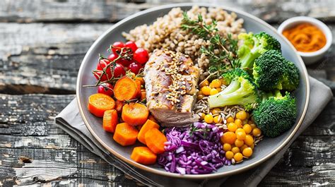 Premium Photo | Balanced Meal Plate with Portions of Lean Protein ...