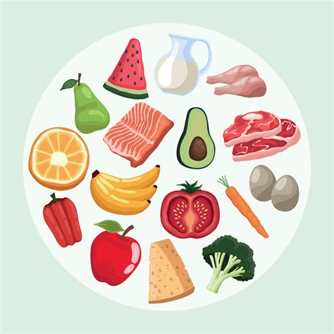 healthy food in circle 10438223 Vector Art at Vecteezy