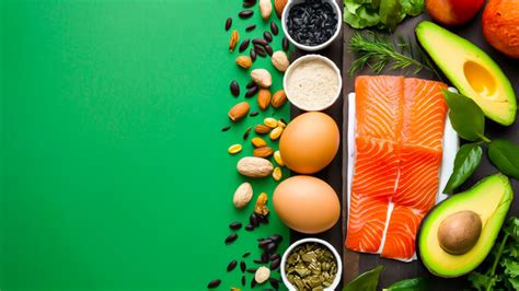 A Vibrant Spread Of Healthy Foods On The Bright Green With Copy Space ...