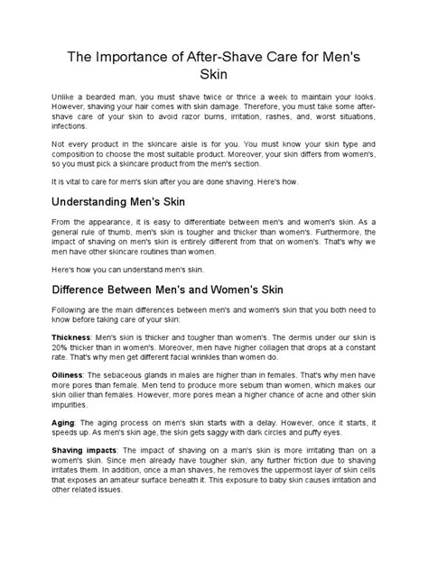 Basit 7 The Importance of After Shave Care For Mens Skin | PDF