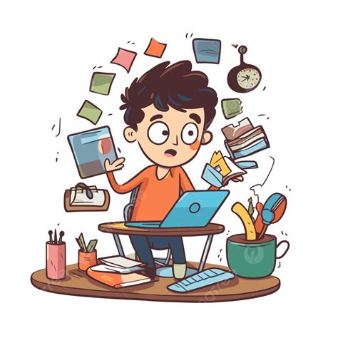 Busy Student Cartoon