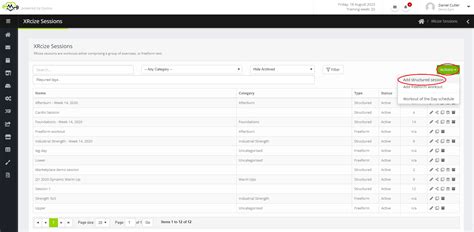 Workout of the day - Structured Plans - Quoox Knowledge Base